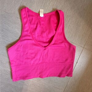 90 Degree Ribbed Hot Pink Sports Bra Yoga Top. Med